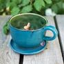 Filiżanka do herbaty z figurką ślimaka | do kawy | morska zieleń| ok 350 ml rękodzieło ceramiczne