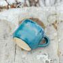 duży handmade ceramiczny kubek z koniem wewnątrz - teal blue dla koniarza rękodzieło