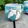 ceramika turkusowy handmade ceramiczny kubek z koniem morska piana - ok prezent dla koniary miłośnika koni