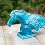 skrzydlaty koń ceramiczna figurka popiersie - turkus rzeźba konia
