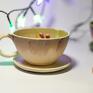 filiżanka z niespodzianką do herbaty z figurką ślimaka | do kawy | beż kubek do handmade