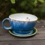 kubek do kawy handmade niebieska filiżanka przecena - lekko zjajowany brzeg (patrz zdjęcie) ceramika na rękodzieło na prezent