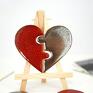 magnes na szczęście ceramiczny serce - dwie połówki boho styl