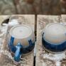 Handmade kubek ceramiczny beton blue| duży | | męski | ok 470 ml | niski szaro niebieski rękodzieło