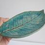 niebieskie talerzyk turkusowy liść mydelniczka ceramika