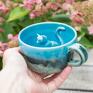 Azul Horse na filiżanka z kotem - niebieska - ok 300 rękodzieło ceramiczne ceramika na prezent