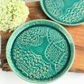 Tyka koronkowe talerze ceramika zestaw 2 szt - talerz deserowy koronki turkusowe talerzyk dekoracyjny