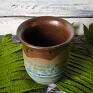 brązowe turkusowo ceramika ręcznie ulepione wazon z gliny