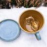 niebieskie ceramika na prezent filiżanka z koniem | koniakowy blue | do kawy rękodzieło ceramiczne