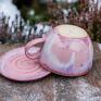 ceramika: rezerwacja z - róż szaryi - rękodzieło - ok 300 ml z pieskiem różowa filiżanka