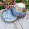 fioletowe ceramika z filiżanka z smokiem | opal do kawy | kamionka | 350 fantasy