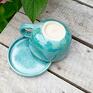 turkusowe ceramika na prezent filiżanka do herbaty z figurką ślimaka | do kawy | z ślimakiem