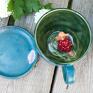 turkusowe ceramika na prezent do herbaty z figurką ślimaka | do kawy | morska filiżanka dla nauczycielki