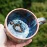 niebieskie z żółwiem filiżanka z opal rękodzieło - ok 300 ceramiczne żółw morski