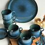 ceramika: - Duża Patera / Taca plus 6 szt - Borówka - Ręcznie zestaw filiżanek filiżanka