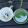 ceramika: Filiżanka do herbaty z | do kawy | niezapominajka | ok 280 ml - figurka na prezent zielona