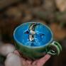 na ceramika na prezent filiżanka do herbaty z ptaszkiem - letnia jaskółka - 320 z ptakiem