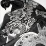 MinkuLUL chusta secesyjny piwonie malowany szal jedwabny art nouveau narzutka