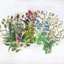 niebanalne apaszka jedwab szal jedwabny, ręcznie malowany chusta łąka kwietna kwiaty polskie zioła