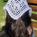 Boho szydełkowa bandana z bawełny i bambusa - lekka, ażurowa