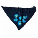 Granatowa wełniana chusta handmade z filcowanymi elementami