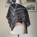 Ręcznie robiona chusta na drutach Antracyt - jedwab, moher i merino