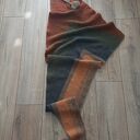 Brązowa chusta strzałka ręcznie robiona na drutach - 250 x 65 cm