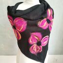 Czarna chusta handmade z wełny merino z filcowanymi elementami
