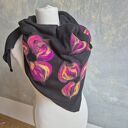 Czarna chusta handmade z wełny merynosów - filcowane elementy na prezent dla mamy