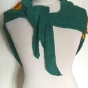 Zielona i turkusowa chusta handmade z wełny merynosów (97x160)