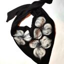 chusta wełniana w kwiaty folkowa - handmade, elementy filcowane to wełna merynosów