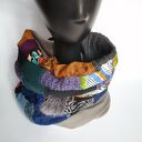 Komin patchworkowy kolorowy folkowy według zasady zero waste, polecam box 44