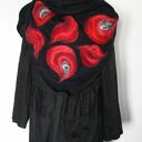 Czarna chusta handmade z wełny merino - filcowane elementy, 97 x 160 cm