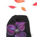 Czapka wełniana handmade Frida folk - filcowana merino na podszewce (rozmiar uniwersalny)