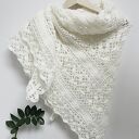 Ozdobna biała chusta ślubna Klaziena ręcznie robiona z merino