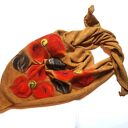 Miodowa chusta handmade wełniana, elementy filcowane to wełna merynosów, produkt