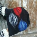 czapka handmade wełniana z kwiatem-czesanką filcowane czapki wełniane -czapka handmade na podszewce