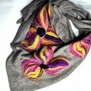 Bez chusta handmade wełniana, elementy filcowane to wełna merynosów, wymiary 97cm