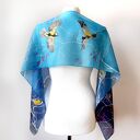 Niebieski szal jedwabny Sikorki