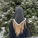 Mira szal chusta z baby alpaki z ozdobną ramką alpaka & merino | handmade