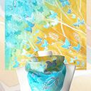 Apaszka jedwabna malowana Motyle na Łące