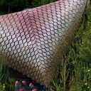 Chusta ombre Nenufary z bawełny organicznej - ręcznie szydełkowana 240 cm