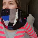 Komin miękki patchworkowy Ruda Klara - wiosenny boho z frędzlami
