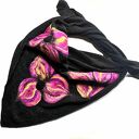 Czarna chusta handmade wełniana, elementy filcowane to wełna merynosów, produkt