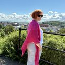 Chusta na drutach Puchata Fuksja - moher, merino i jedwab