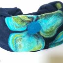 granatowy filcowany wełniany miły i ciepły komin handmade - tuba, owijany dwa razy