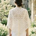 Chusta ślubna handmade ręcznie robiona miękka elegancka ecru