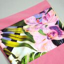 Szal komin na wiosnę z orchideą - różowy, ręcznie robiony