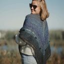Lekka chusta Lento tweed z alpaki, ręcznie robiona na drutach