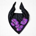 Czarna chusta handmade wełniana, elementy filcowane to wełna merynosów, produkt